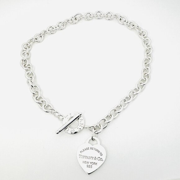 18" Please Return to Tiffany Large Heart Tag Toggle Necklace in Sterling Silver - Picture 3 of 8